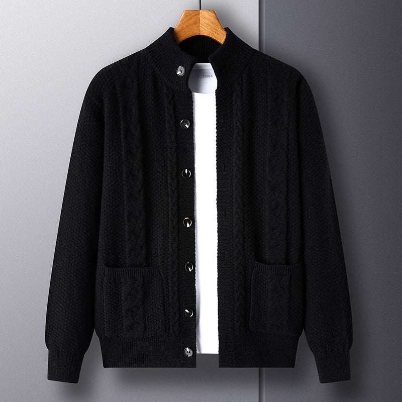 Thick Knit Cardigan Retro Jacquard Loose-fitting Sweater Jacket