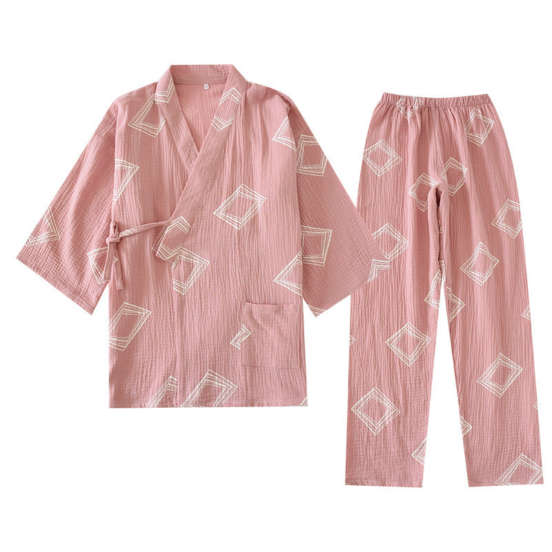 Couple's Cotton Double-layer Gauze Pajamas Suit