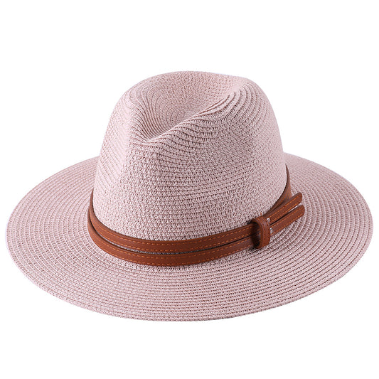 Soft Shaped Straw Hat Women Men Wide Brim Sun  UV Protection Fedora Hat