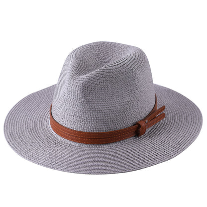 Soft Shaped Straw Hat Women Men Wide Brim Sun  UV Protection Fedora Hat