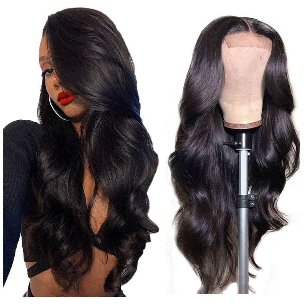 180% Density Full 4x4 Closure Wig Transparent Lace Front Body Wave Human Hair