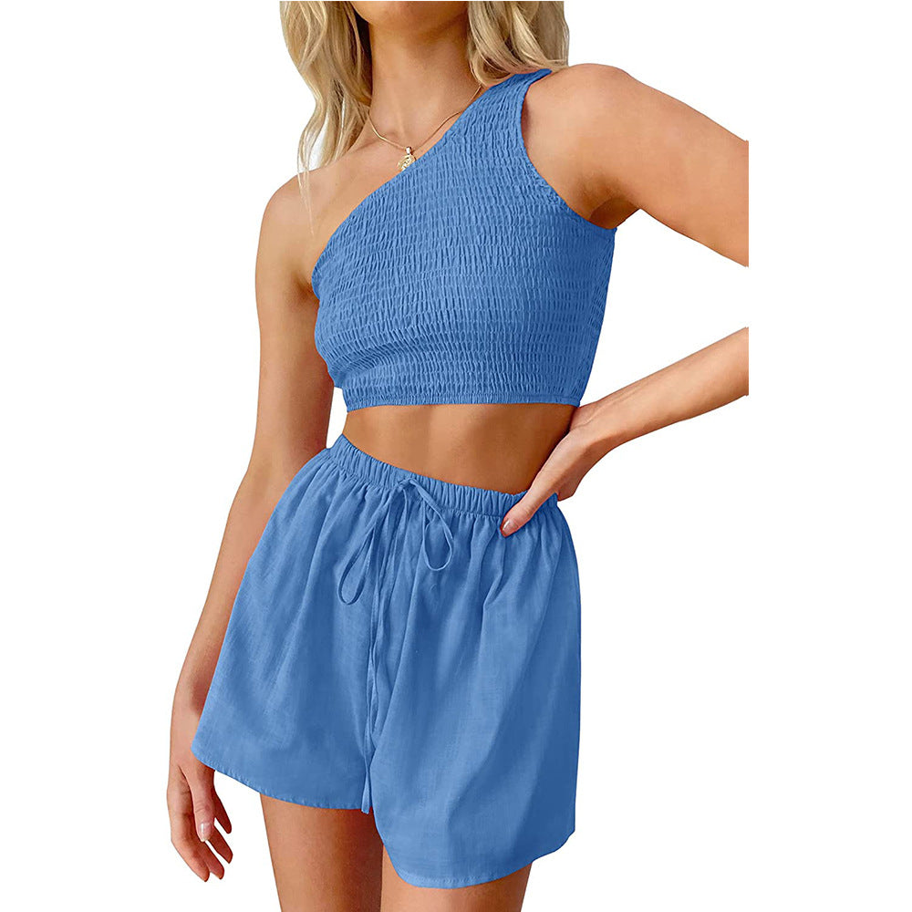 Midriff-baring Top Shorts Beach Two-piece Suit