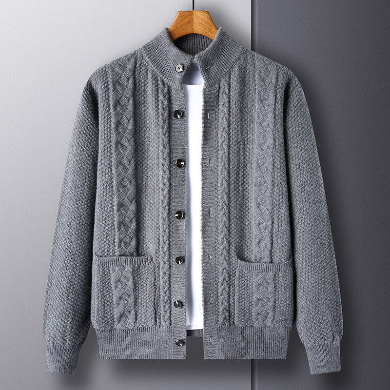 Thick Knit Cardigan Retro Jacquard Loose-fitting Sweater Jacket