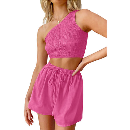 Midriff-baring Top Shorts Beach Two-piece Suit