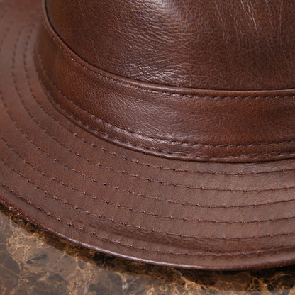 Cowhide Hat With Big Eaves