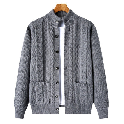 Thick Knit Cardigan Retro Jacquard Loose-fitting Sweater Jacket