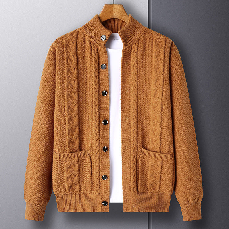 Thick Knit Cardigan Retro Jacquard Loose-fitting Sweater Jacket