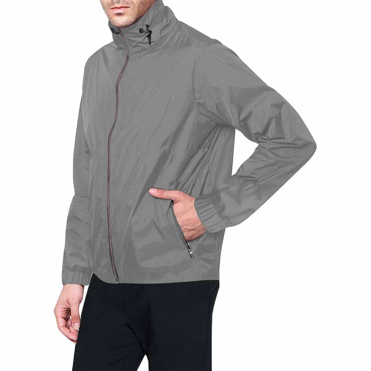 Gray Hooded Windbreaker Jacket - Men / Women