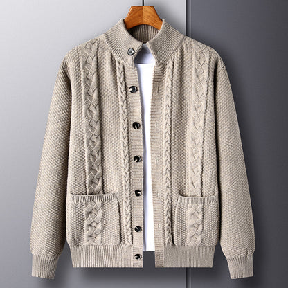 Thick Knit Cardigan Retro Jacquard Loose-fitting Sweater Jacket