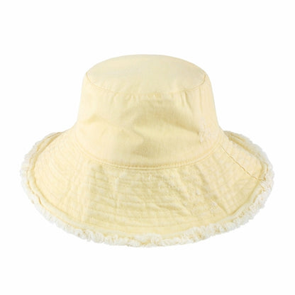 Wide Brim Frayed Bucket Hat