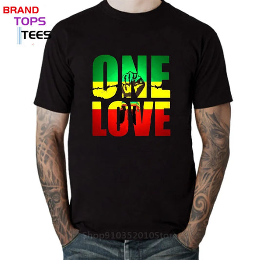 RASTA ONE LOVE CITY T shirt men Rastafari Lion King T-shirt Jamaica Flag The Best of Red Yellow & Green Design Tops Tee