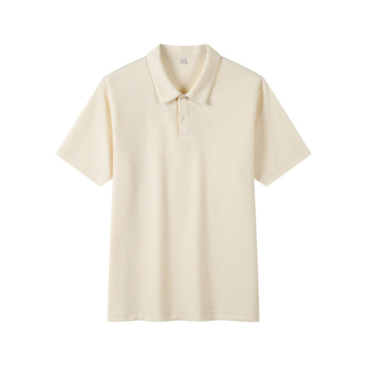 Men's Lapel Polo Shirt Loose Solid Color Short Sleeve Men's T-shirt