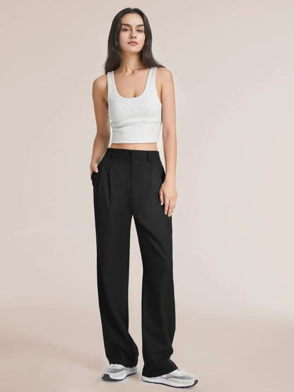 High Waist Wide Leg Pants Versatile Belt