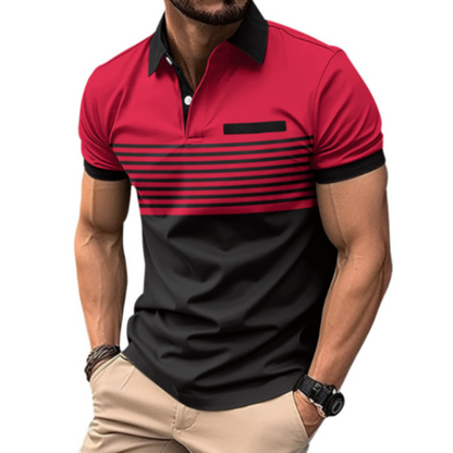 Mens Casual Stripe Short Sleeve Polo Shirt