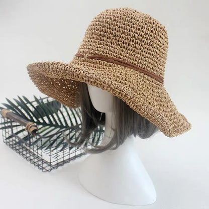 Straw Hat Sunshade Foldable Travel Beach Straw Hat