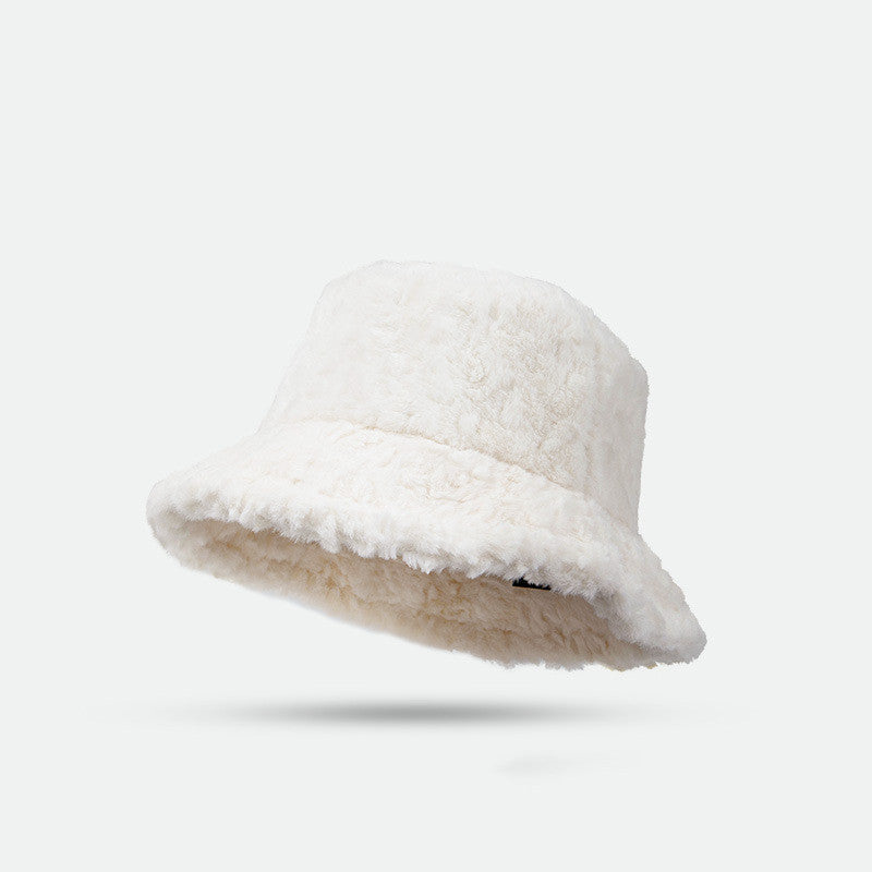 Lambswool bucket Hat Winter Warm Fashionable Solid Color Hats For Women