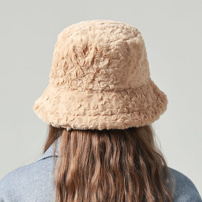 Lambswool bucket Hat Winter Warm Fashionable Solid Color Hats For Women