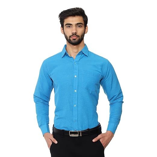 Solid Formal Regular Fit Shirt for men (Size-L) (Color-BLUE)