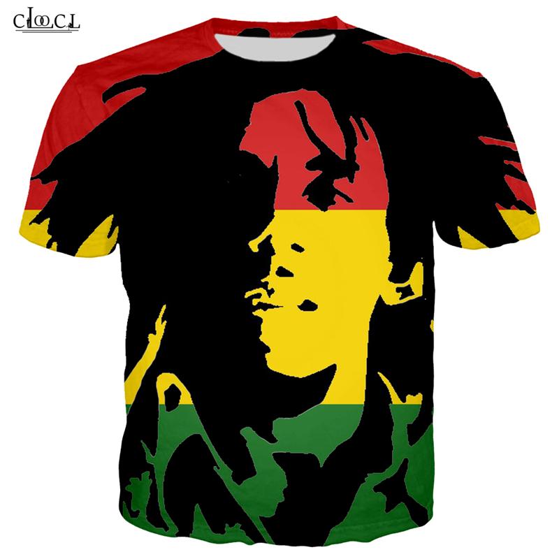 Reggae Hip Hop T-shirts Bob Marley Printed 3D Short Sleeve Tshirt Men